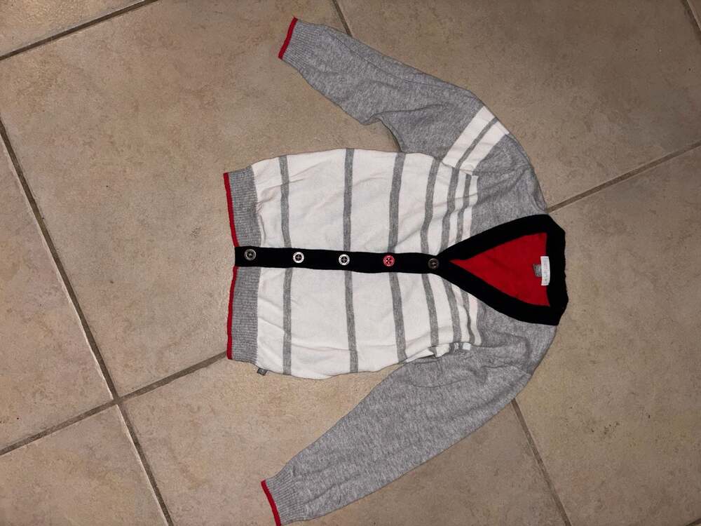 Petit Lem Boys Striped Button-Down Cardigan Sweater Size 4/5